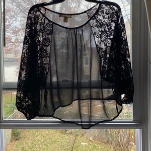 Derek heart black shear/ lace shirt